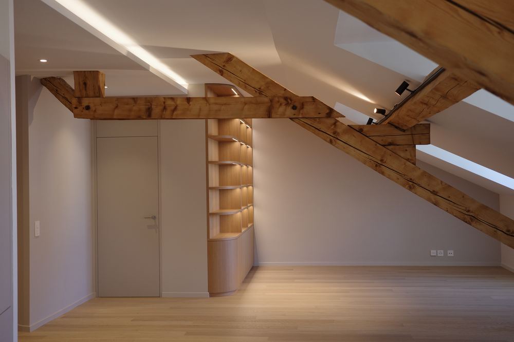 Séjour après rénovation, combles